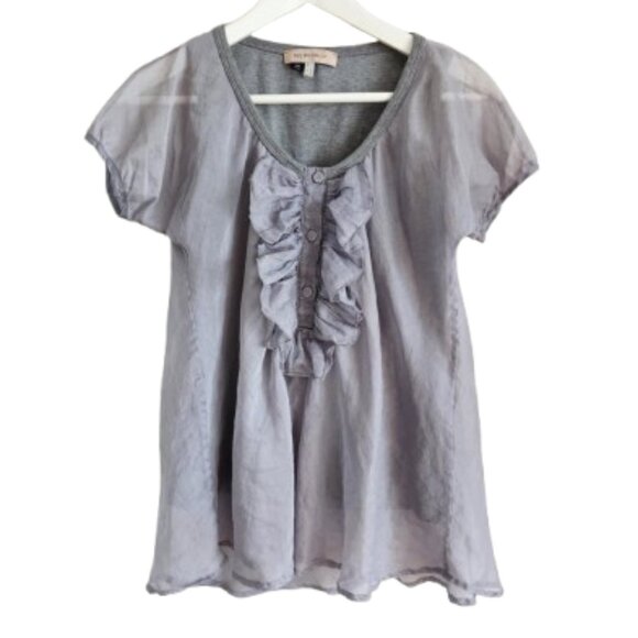 See by Chloé gray silk ruffle front babydoll top - Picture 1 of 13
